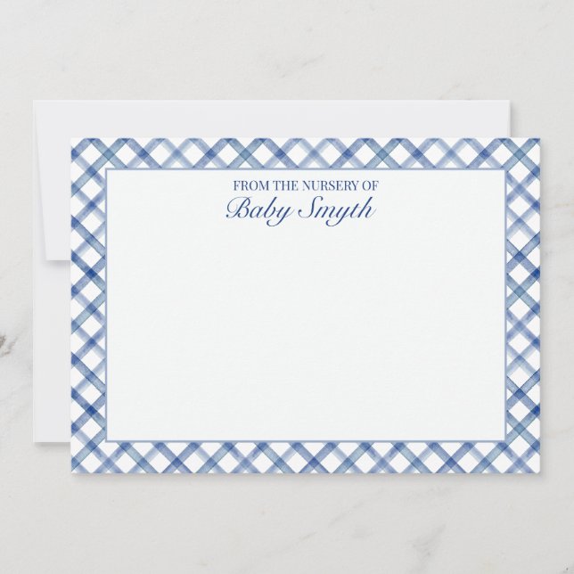 Blue Watercolor Lattice Nursery Card (Front)