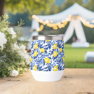 Blue Watercolor Lemon Pattern