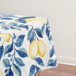 Blue Watercolor Lemon Tablecloth