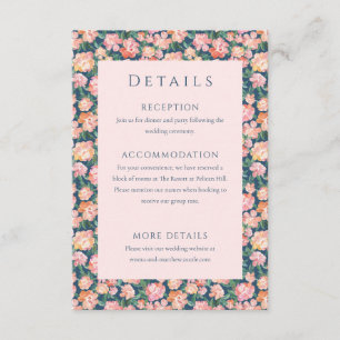 Blue Watercolor Little Flowers Wedding Details Enclosure Card