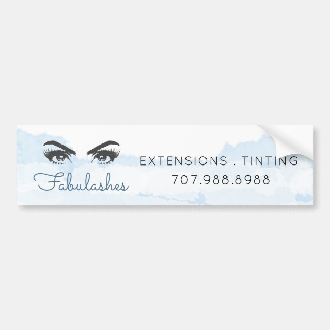 Blue Watercolor Makeup Artist Business Promotional Bumper Sticker (Front)