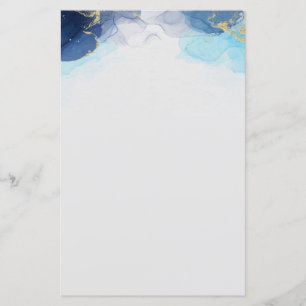 Blue watercolor marble Letterhead