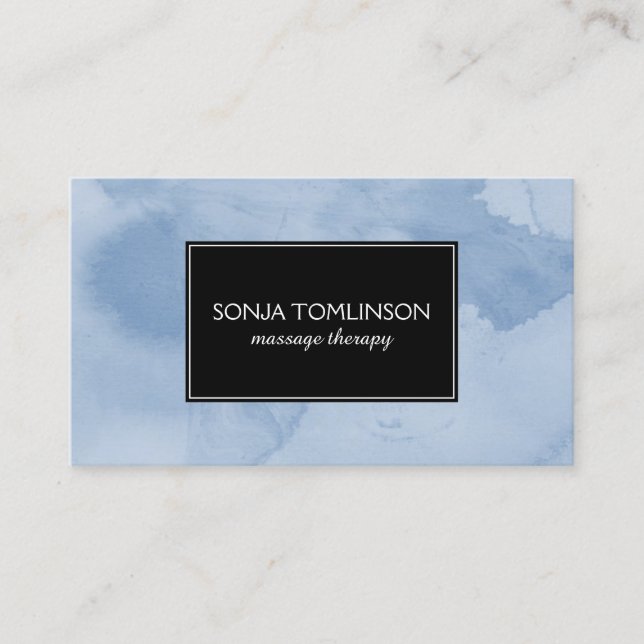 Blue Watercolor Massage Therapist Business Card (Front)