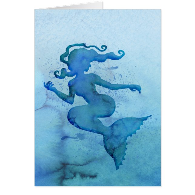 Blue Watercolor Mermaid (Front)