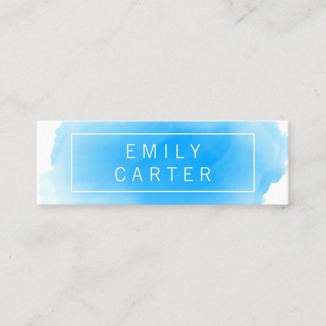 Blue Watercolor Mini Business Card (Front)