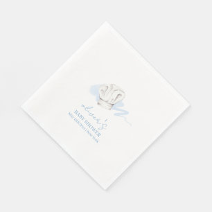 Blue Watercolor Modern Little Chef Baby Shower Napkin