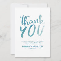 Blue Watercolor Modern Script Graduation Thank You