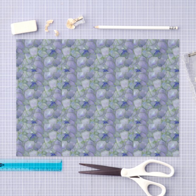 Blue Watercolor Mosaic Sea Glass  Tissue Paper (Craft)