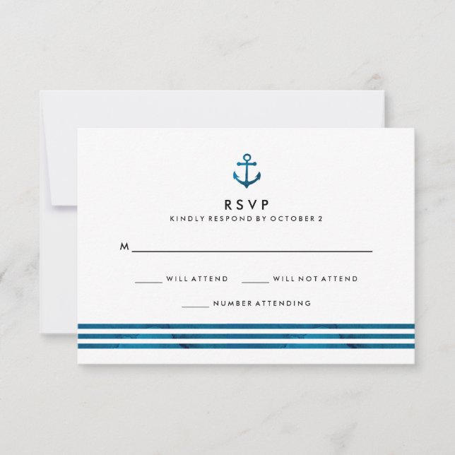 Blue Watercolor Nautical Wedding RSVP (Front)