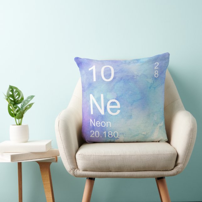 Blue Watercolor Neon Throw Pillow (Chair)