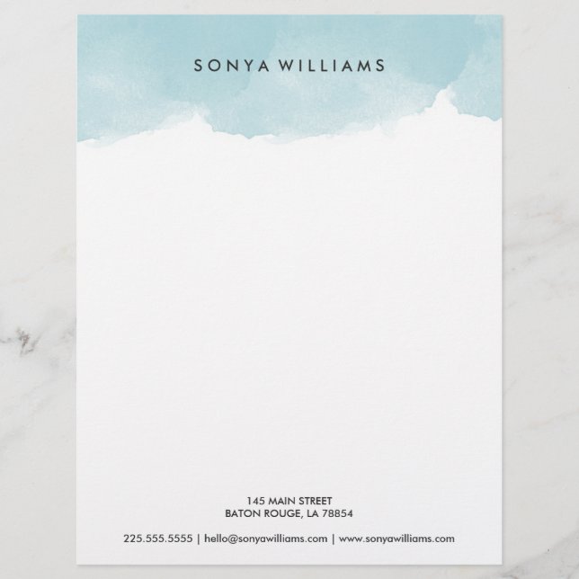 Blue Watercolor Office Letterhead (Front)