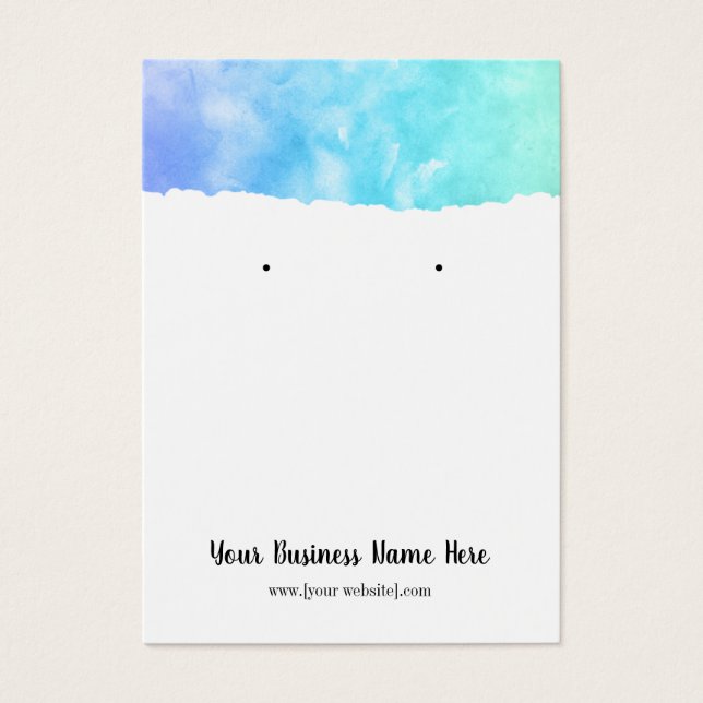 Blue Watercolor Ombre Earring Display Card (Front)