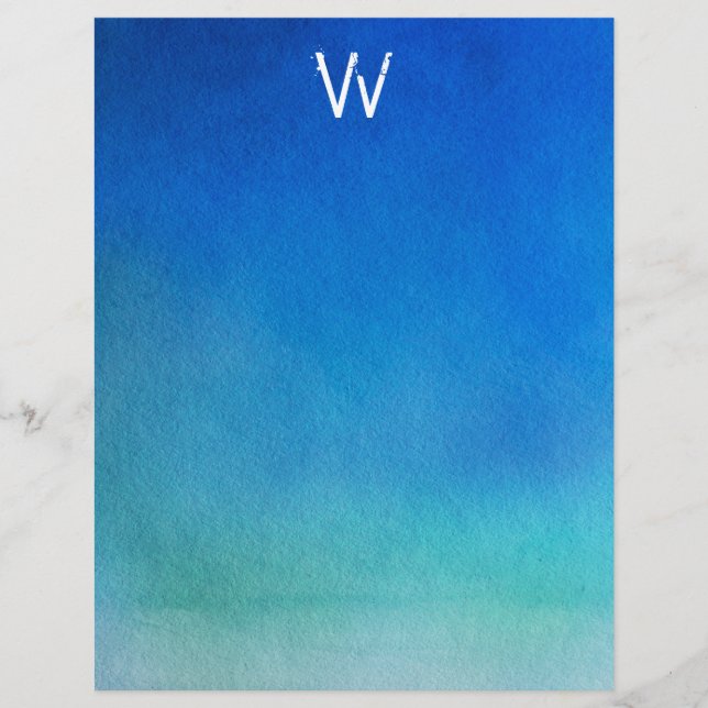 Blue Watercolor Ombre Monogram (Front)