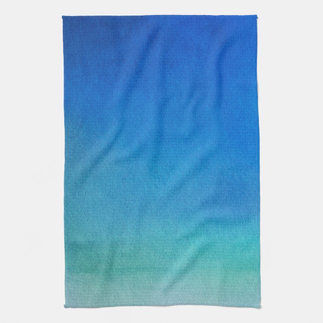 Blue Watercolor Ombre Tea Towel (Vertical)