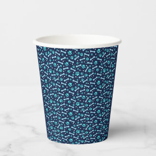 Blue Watercolor Paw Prints Birthday Paper Cups