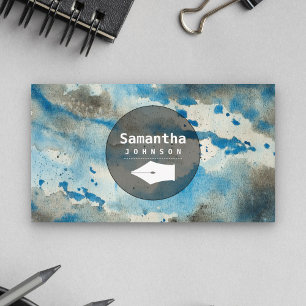 Blue Watercolor Pen Nib Professional Writer Author Business Card