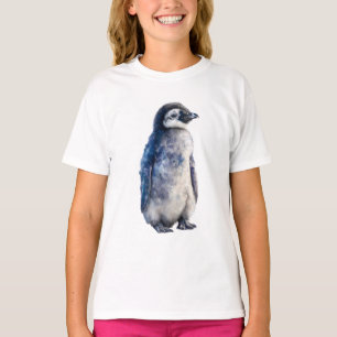 Blue Watercolor Penguin Fledgling Kids T-Shirt