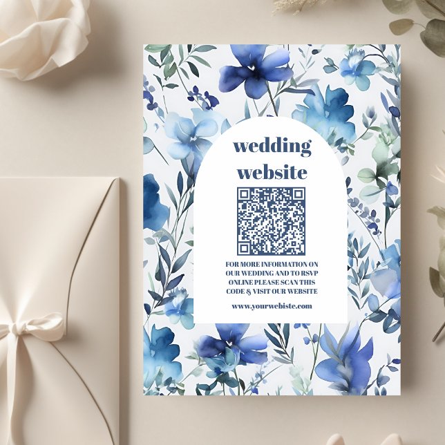 Blue Watercolor  Periwinkle Wildflowers Wedding Invitation (Creator Uploaded)