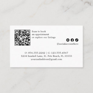 BLUE WATERCOLOR PINSTRIPE BEACH COASTAL  BUSINESS CARD