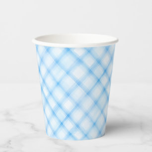 Blue Watercolor Plaid Baby Shower Paper Cups