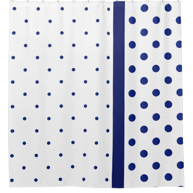 Blue Watercolor Polka Dot Modern Shower Curtain (Front)