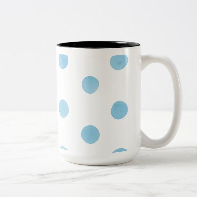 Blue Watercolor Polka Dot Mug - Minimalist Pastel  (Right)