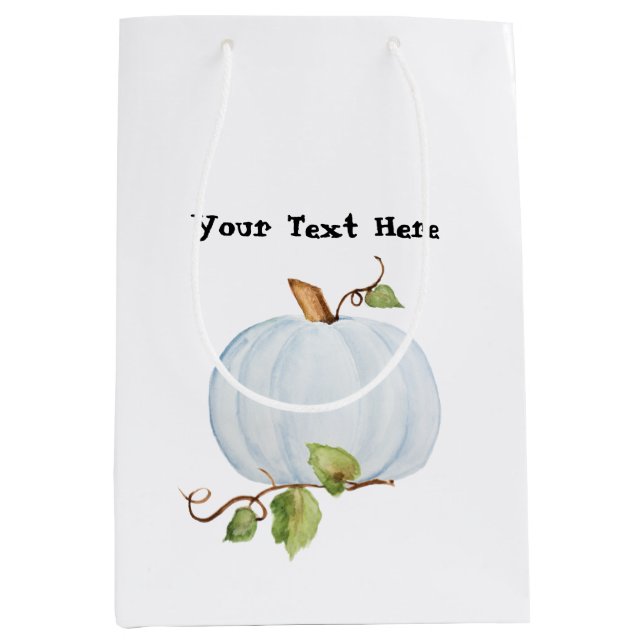 Blue Watercolor Pumpkin, Custom Gift Bag (Front)
