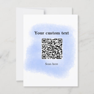 blue watercolor QR scan code add custom text rusti Postcard
