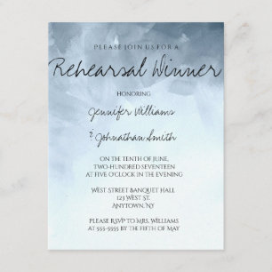 Blue watercolor rehearsal dinner invitations
