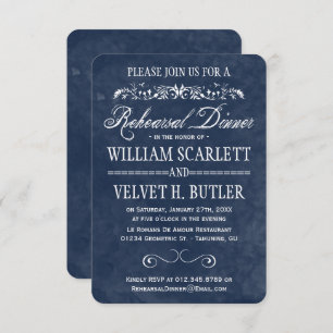 Blue Watercolor Rehearsal Dinner Invites