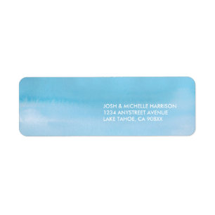 Blue Watercolor return address label