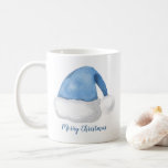 Blue Watercolor Santa Hat Personalised Christmas Coffee Mug<br><div class="desc">Celebrate the holidays with this fun holiday theme mug. It features watercolor illustrations of a blue Santa hat. This Christmas hat mug will be perfect as a personalised gift. Customise by adding names or greetings.</div>