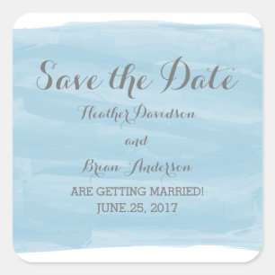 Blue Watercolor Save the Date Stickers