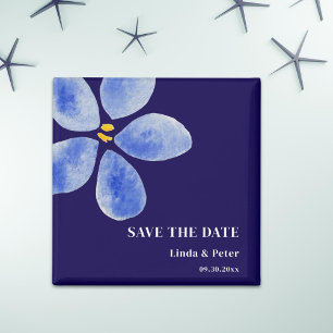 Blue Watercolor Save The Date Wedding Magnet