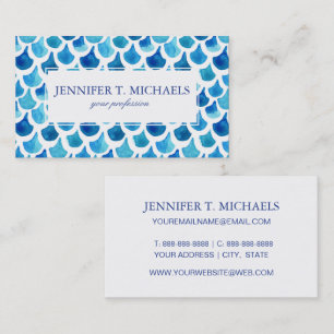 Blue Watercolor Scale Pattern Business Card