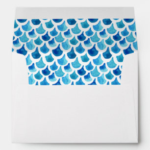 Blue Watercolor Scale Pattern Envelopes