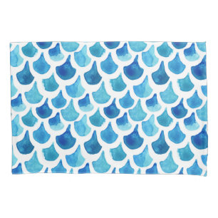Blue Watercolor Scale Pattern Pillowcase