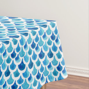Blue Watercolor Scale Pattern Tablecloth