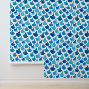 Blue Watercolor Scale Pattern Wallpaper