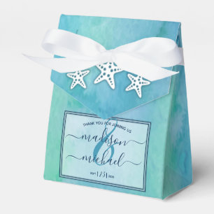 Blue Watercolor Sea Ocean Starfish Wedding Favour Box