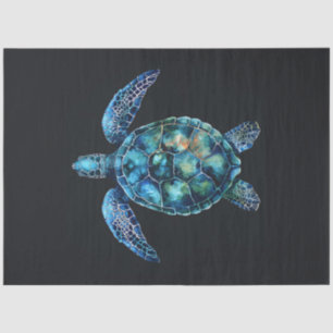 Blue Watercolor Sea Turtle Decoupage Tissue Paper