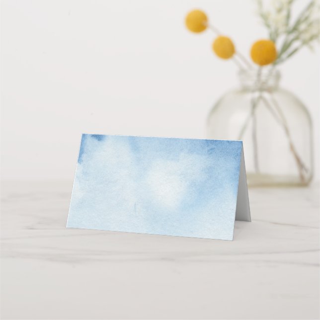 Blue watercolor seating card. Modern wedding Place Card (Front)