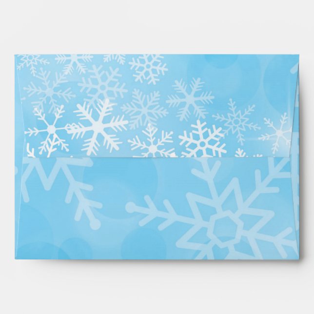 Blue Watercolor Snowflake Envelope (Back (Top Flap))