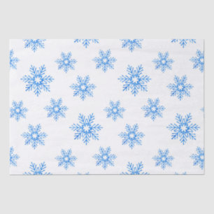 Blue Watercolor Snowflake Pattern Tissue Paper