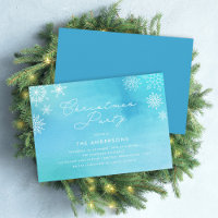 Blue Watercolor Snowflakes Christmas Party