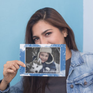Blue Watercolor Snowflakes Hanukkah Holiday Photo