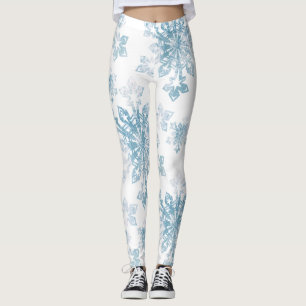 Blue Watercolor Snowflakes Leggings