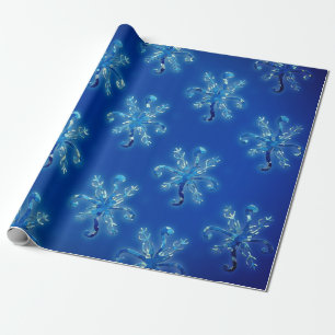 Blue Watercolor Snowflakes Wrapping Paper