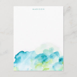 Blue Watercolor Splash Thank You Cards