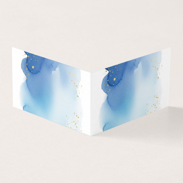 Blue Watercolor Splash with Gold Glitter Dots (Outside)